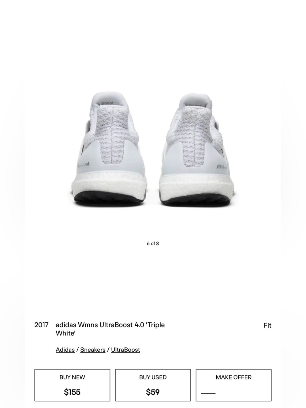 🪞🤍Adidas Ultraboost Primeknit Sneakers in white 5.5- barely worn!🤍🪞 - Picture 3 of 8